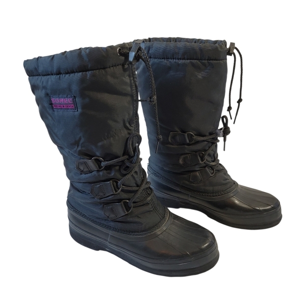 Sorel Shoes - VTG Sorel SnowLion Waterproof Nylon Snow Winter Boots Women's Sz 7 Lace-Up Logo